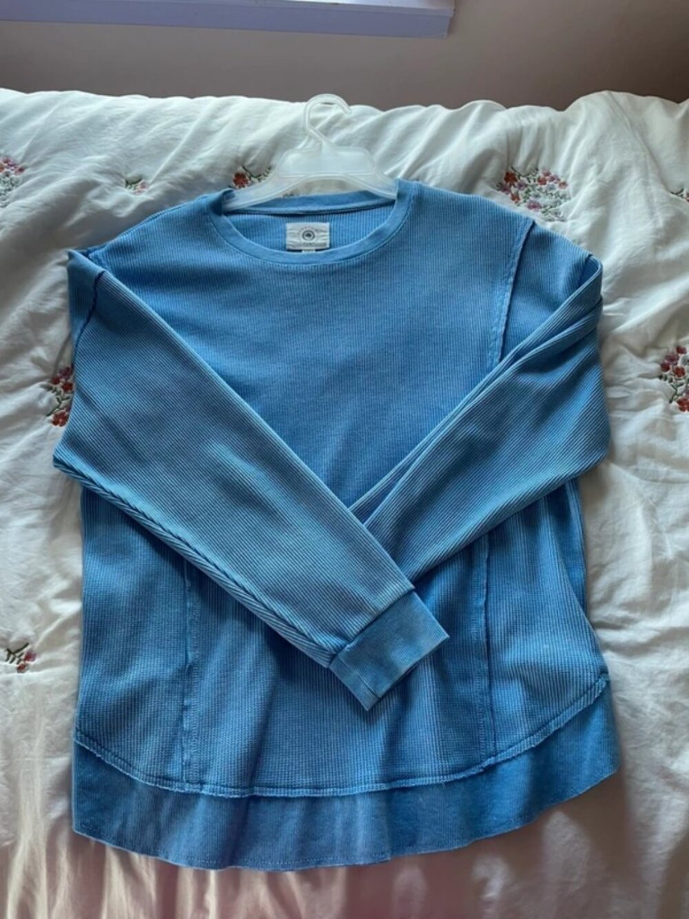 Blue waffle knit sweatshirt